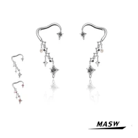 masw original design star hanging earrings new trend high quality brass aaa zircon earrings without piercing earrings jewelry