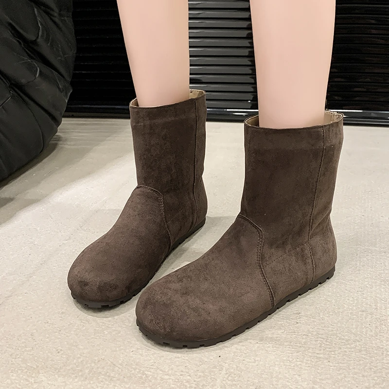 Женские кожаные ботинки без шнуровки короткие модные плиссированные осенние