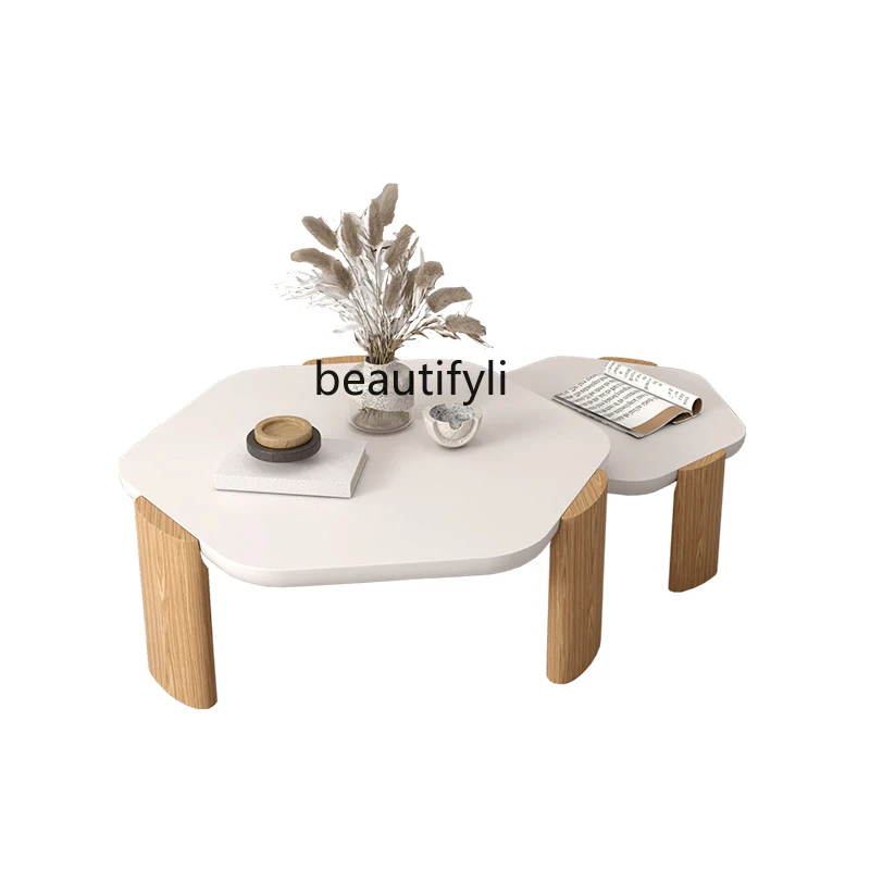 

LBX Silent Style Tea Table Marble Living Room Home Nordic Minimalism Modern round Solid Wood Small Table