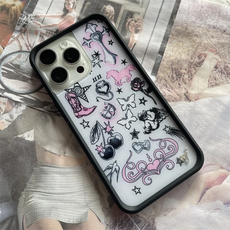 Фото Чехол для телефона Nessa Barrett Wildflower Girls для iPhone 12, 13, 14, 15, 16, 17 Pro Max Plus, wf, задняя крышка на высоком каблуке с крестом Wildflower ﻿ №4