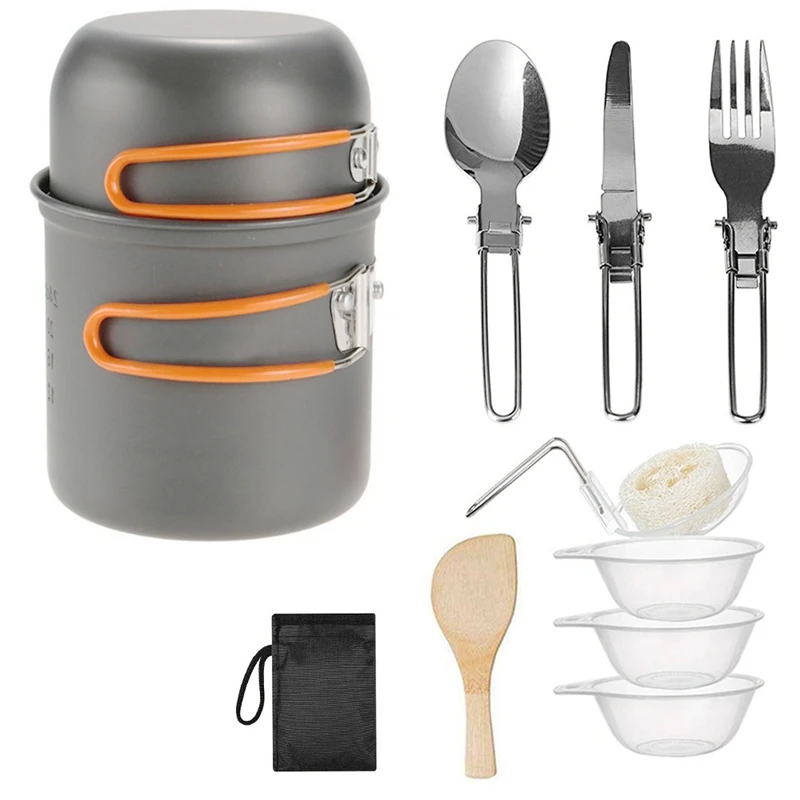 

Camping Cookware Mess Kit Portable Camping Cooking Set For Backpacking Outdoor Camping Hiking And Picnic Outdoor Cooking