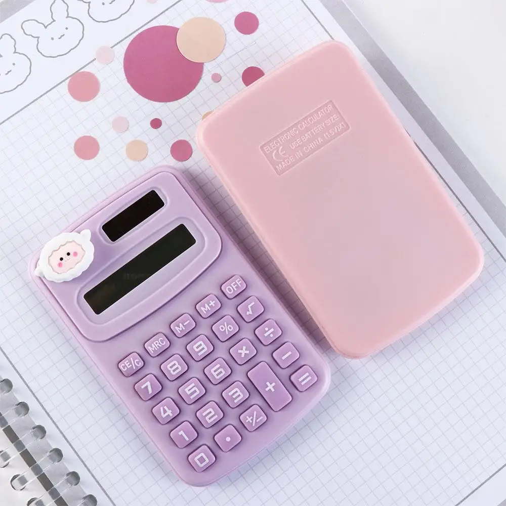 8 Digits Cute Mini Portable Digit Calculator Cartoon Animal Lightweight Kawaii Small Do Office Work