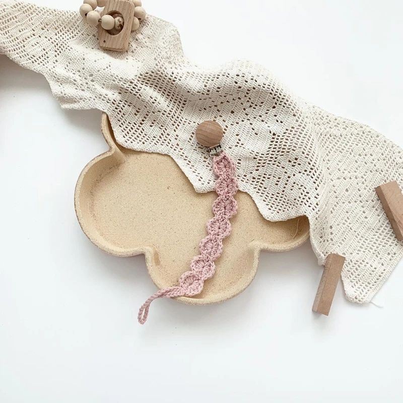 Baby Teething Soother Clip Crochet Pacifier Chain Cotton Woven DIY Dummy Nipple Holder Leash Strap Shower Gifts 54DA
