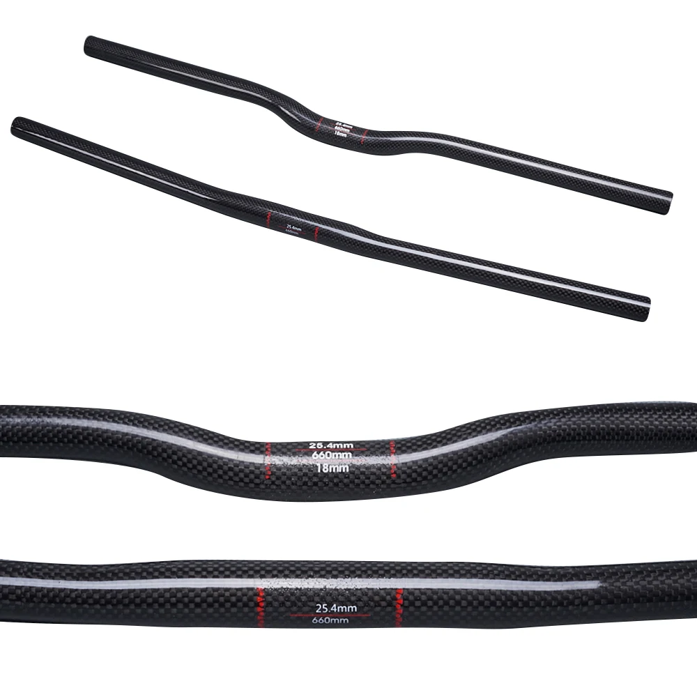 

Glossy 3K Carbon Fibre Cycling Bars One Shaped Handlebar Mountain Bicycle Horizontal Handlebars Bike Parts 25.4mm