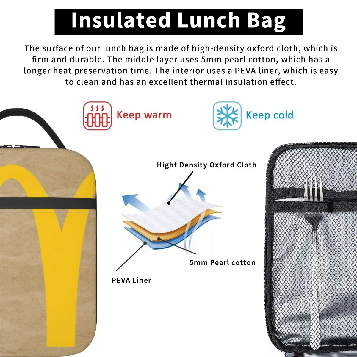 Funny I'm Lovin Eat Thermal Insulated Lunch Bag New Arrival Bento Box Thermal Cooler Lunch Box Fun Design images - 6