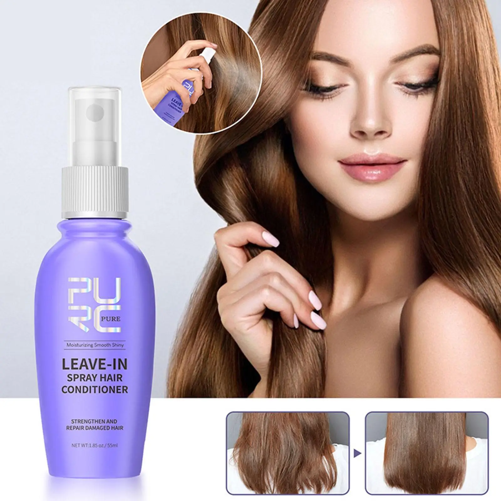 

Coconut Oil Leave-In Spray Conditioner Hair Treatment Straightening Hair Repair Care 50ml Shiny Frizz Dry Smooth Sprays S9A9