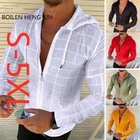 trend 2022 hoodie shirt patchwork zipper men spring summercasual plaid top solid pure color blouse mens open stitch thin clothe