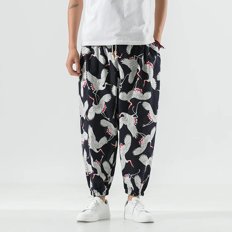

2022 Summer New Arrival Halun Pants Chinese Style Cotton Linen Casual Men's Rope Drawn Bloomers
