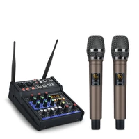 audio mixer build in uhf wireless mics 4 channels mixing console with bluetooth usb effect for dj karaoke pc guitar