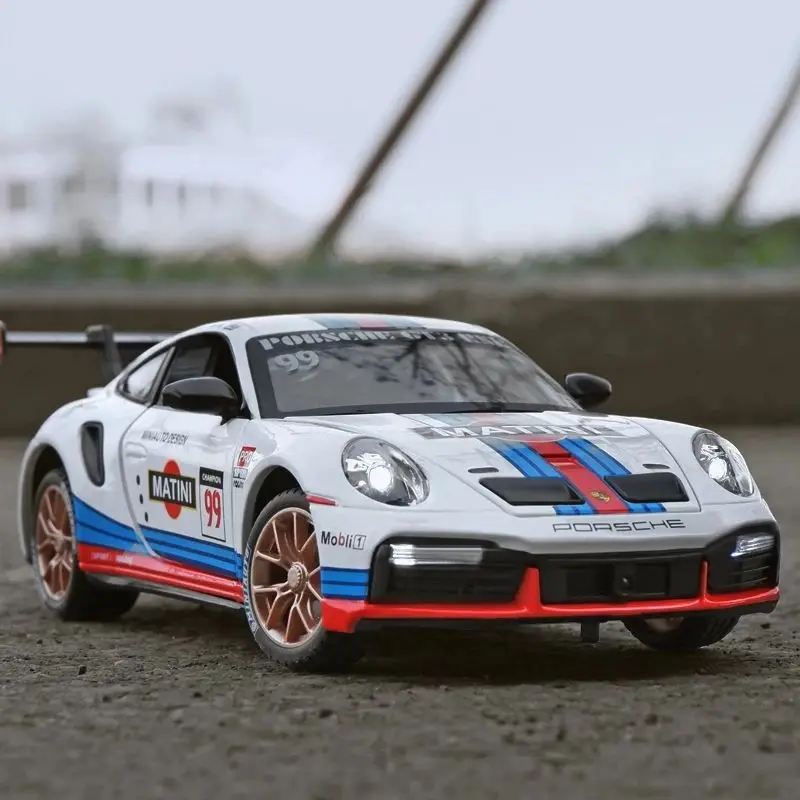 

1:24 Porsches 911 GT3 RSR Matini Alloy Diecasts & Toy Vehicles Metal Toy Car Model Sound and light Pull back Collection Kids Toy