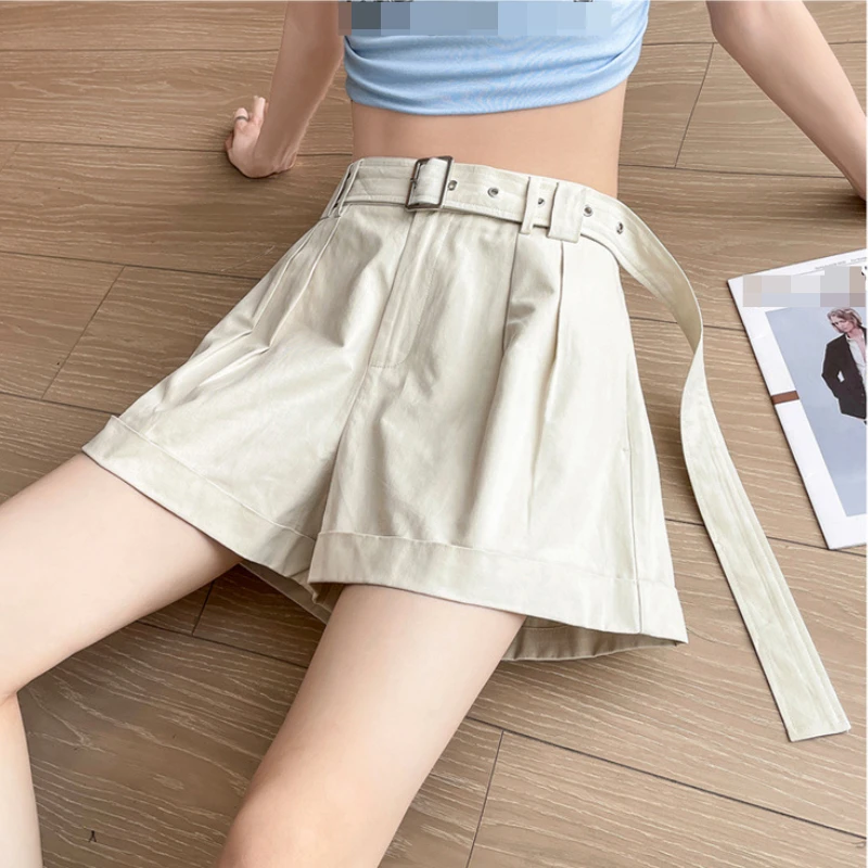 2023 Summer Thin High-waisted Slacks, Five-point Slim and Versatile Wide-leg Pants  Black Shorts  Short Pants Women