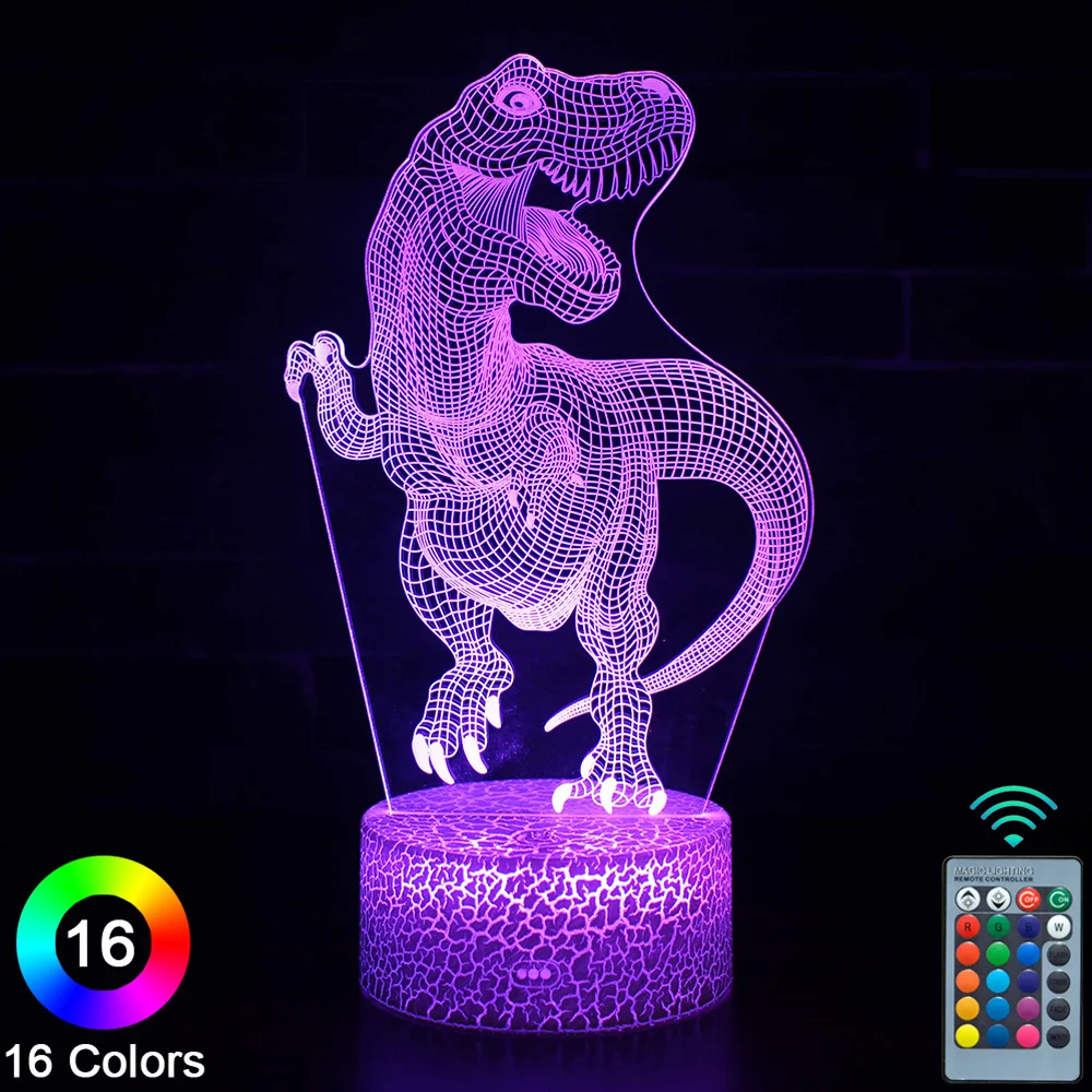 

Динозавр, светодиодный 3D ночник, сенсорный пульт дистанционного управления, новинка, настольная лампа, декор для комнаты, Рождественский по...