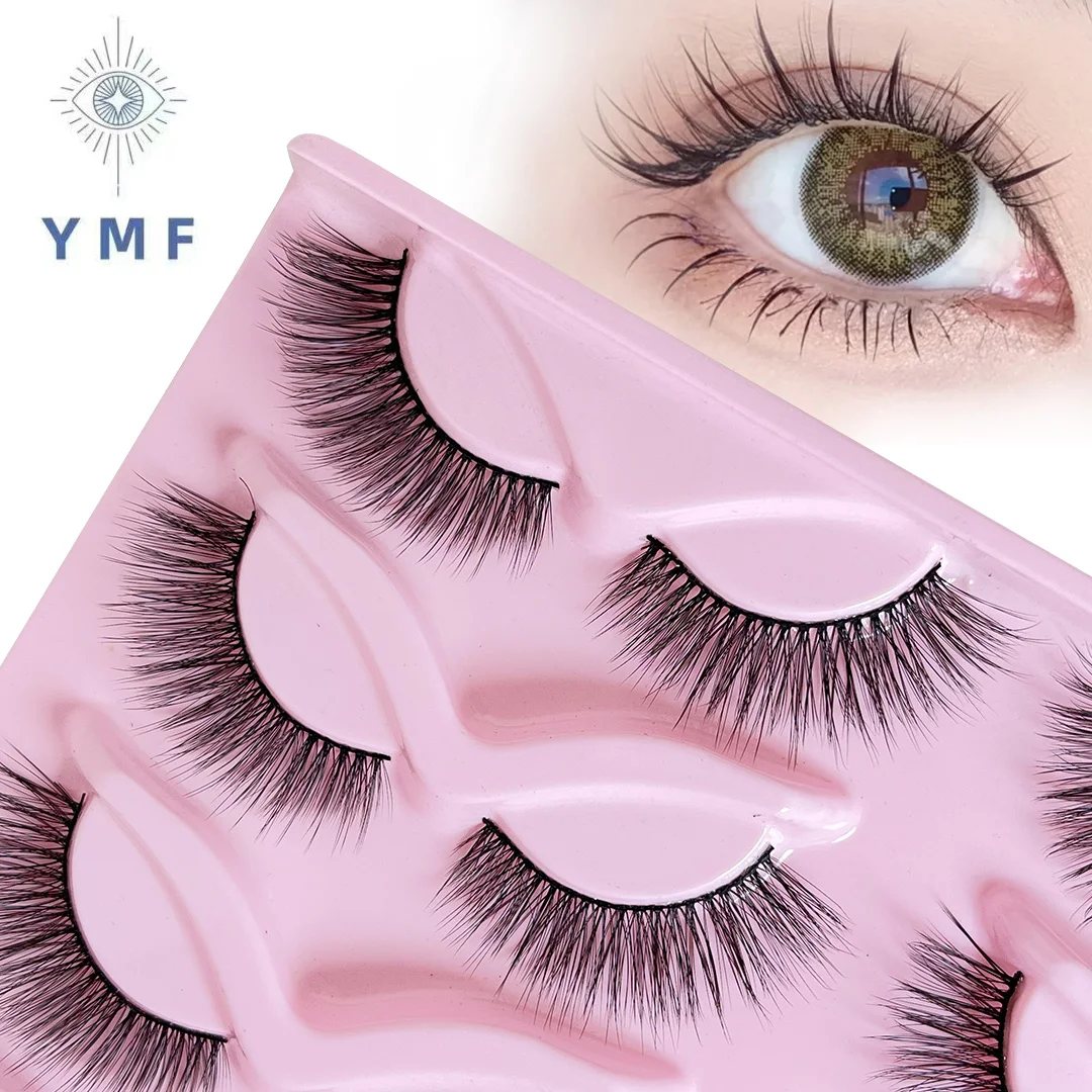 

YMF 10 пар натуральные ресницы кошачий глаз 5D волоконные ресницы Удлиненные накладные ресницы