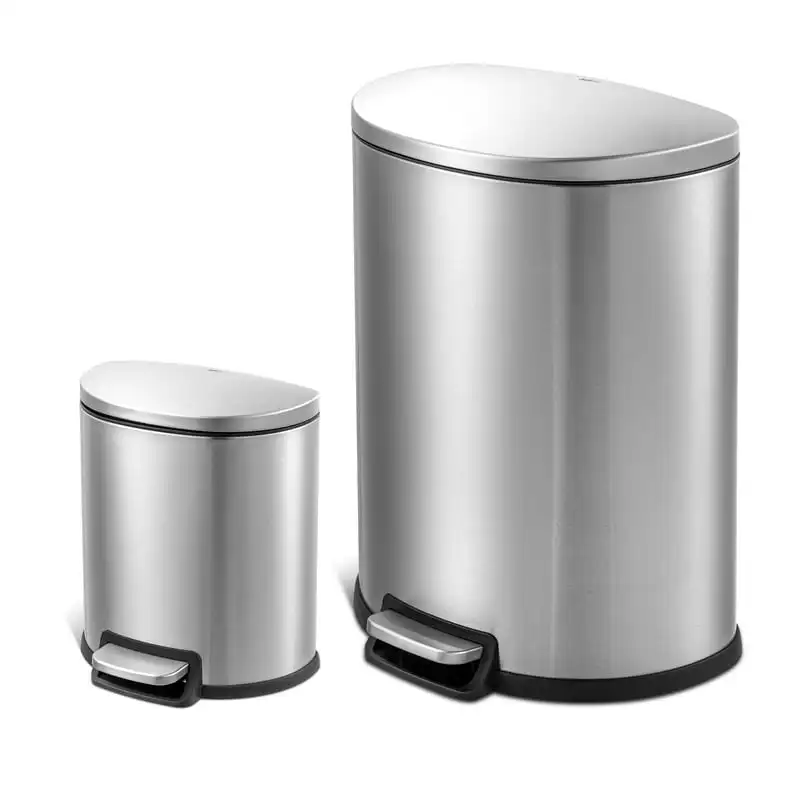 

and 1.6 Gallon Trash Can Combo, D-Shape Step On Kitchen and Bathroom Trash Can, Stainless Steel Compost bin for kitchen Home Aut
