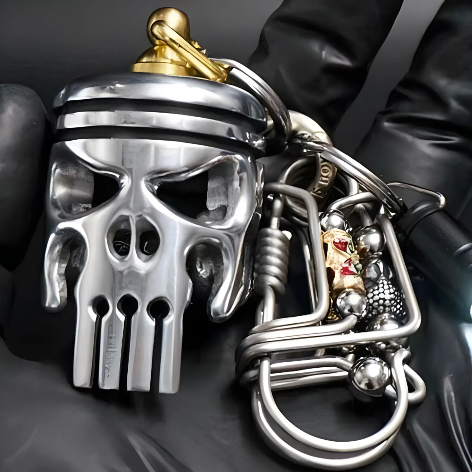 

Piston Art Keychain Skull Pendant Decoration Accessories Alloy Skeleton Keychains Keyring With Flashlight And Bottle Opener