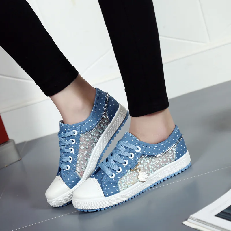

Women's Casual Shoes Summer Fashion Low Top Women's Sneakers Hollow Out Breathable Mesh Low Female Casual Canvas Shoes