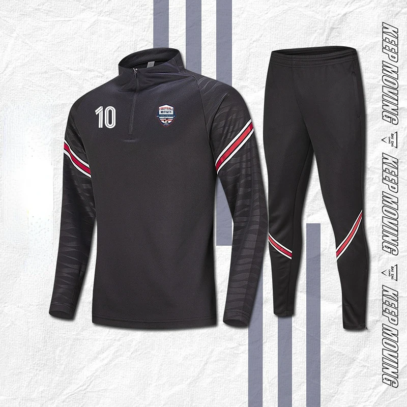 

21 22 Men Real Soccer Jacket Tracksuit Kits Training Wear Clothes Man Set Zippered Long-Sleeved Sports Suit trousers