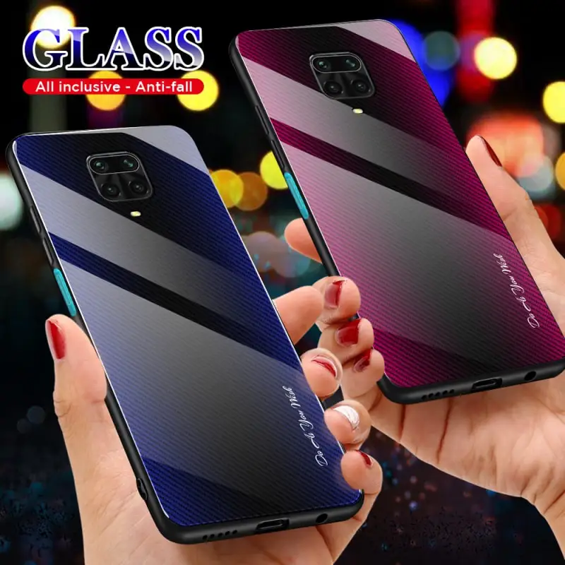 

Gradient Stripe Phone Case For Redmi Note 9Pro 9T 9S 8Pro 8T 7Pro Multicolored Tempered Glass Cover For Redmi 10X 9A 8A 7A 6Pro