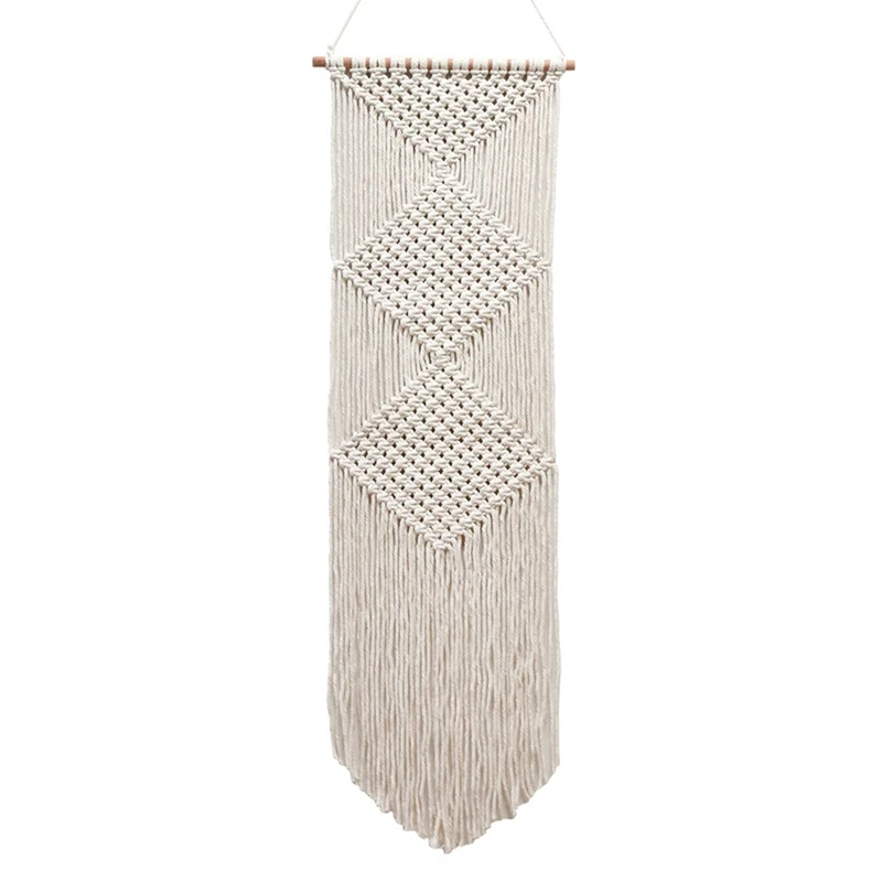 

Rhombus Macrame Wall Hanging - Hand-Woven Tapestry With Tassels - Home Decor Living Dining Bedroom - Bohemian