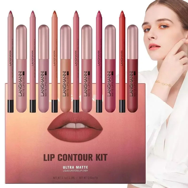 

NEW2023 Lip Liner And Lipstick Set 12pcs Lip Liner And Lipstick Makeup Set One Step Lips Makeup Kits Long Lasting Lipsticks Gift