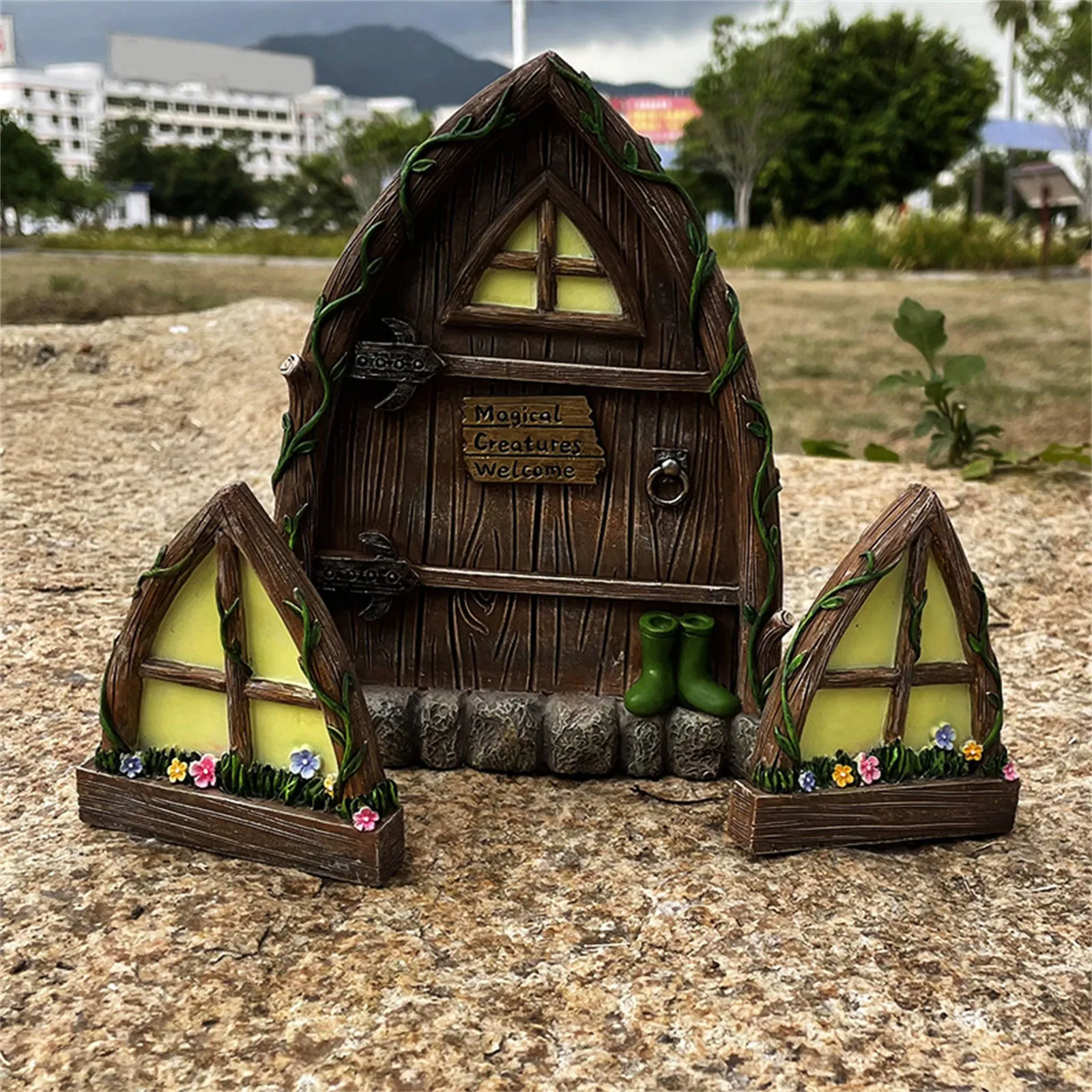 Fairys двери и окно для украшения ствола дерева миниатюрные Gnome оконные статуэтки