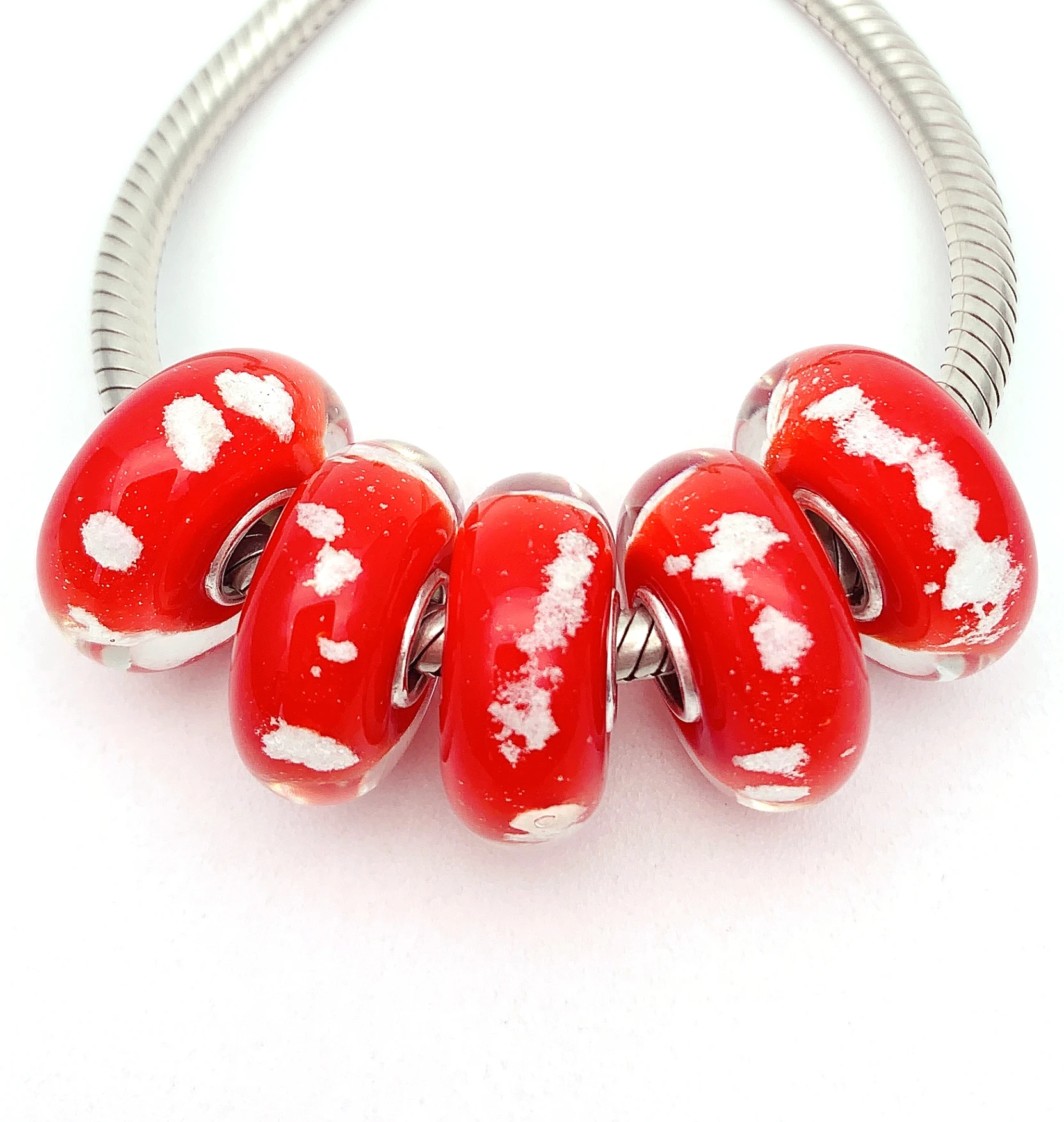 

YG222 5X 100% Authenticity S925 Sterling Silver Beads Murano Glassbeads NEW Fit European Charms Bracelet Diy Jewelry Lampwork