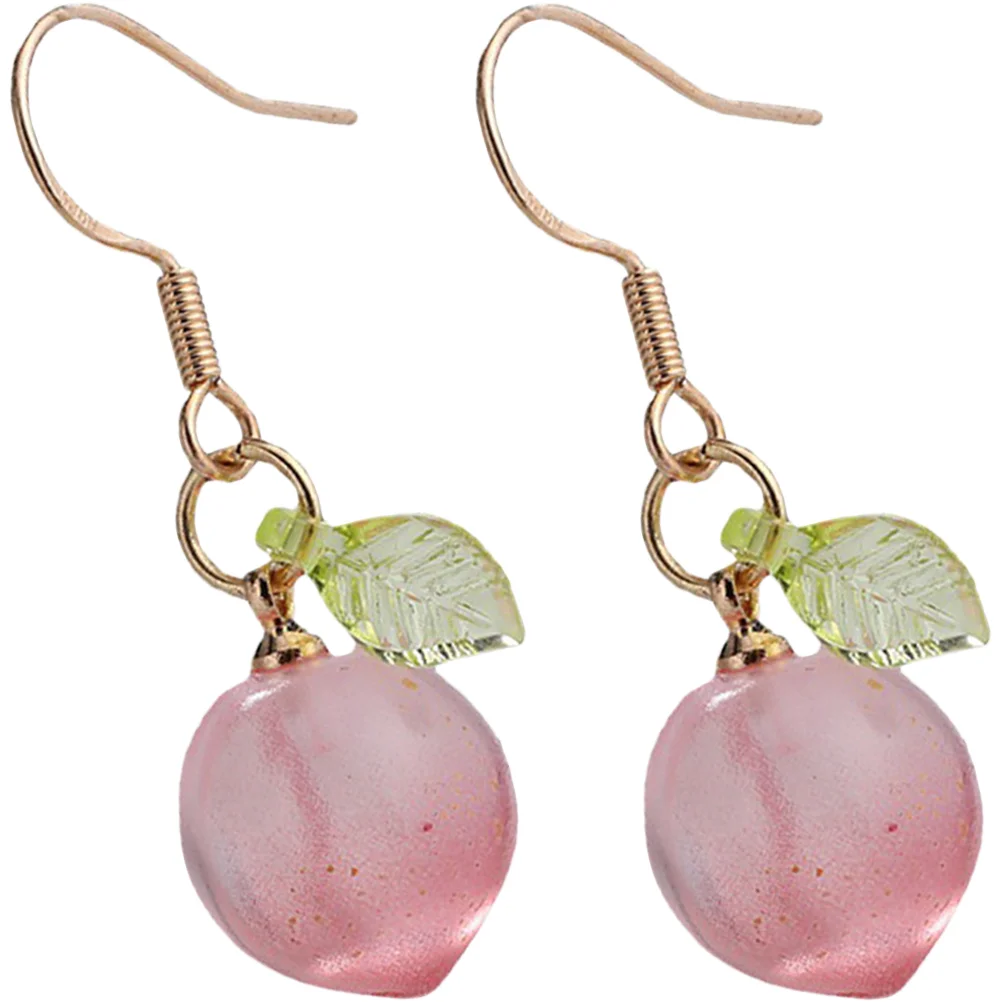 

1 Pair Hook Earrings Peach Earrings Drop Earrings Fruit Jewelries