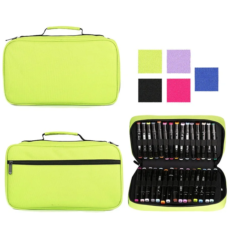 New 60-hole Marker Pen Storage Bag Large-capacity Removable Pen Curtain Painting Bag Stationery Finishing Student Supplies