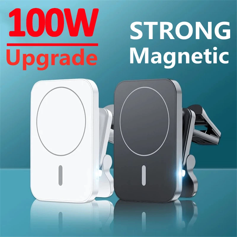 

100W Magnetic Wireless Chargers Car Air Vent Stand Phone Holder Mini Fast Charging Station For iPhone 12 13 14 Pro Max macsafe