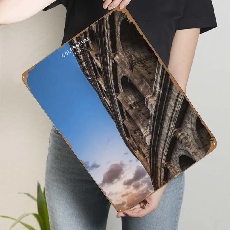 Металлический постер для двери здания колозеума винтажный металлический