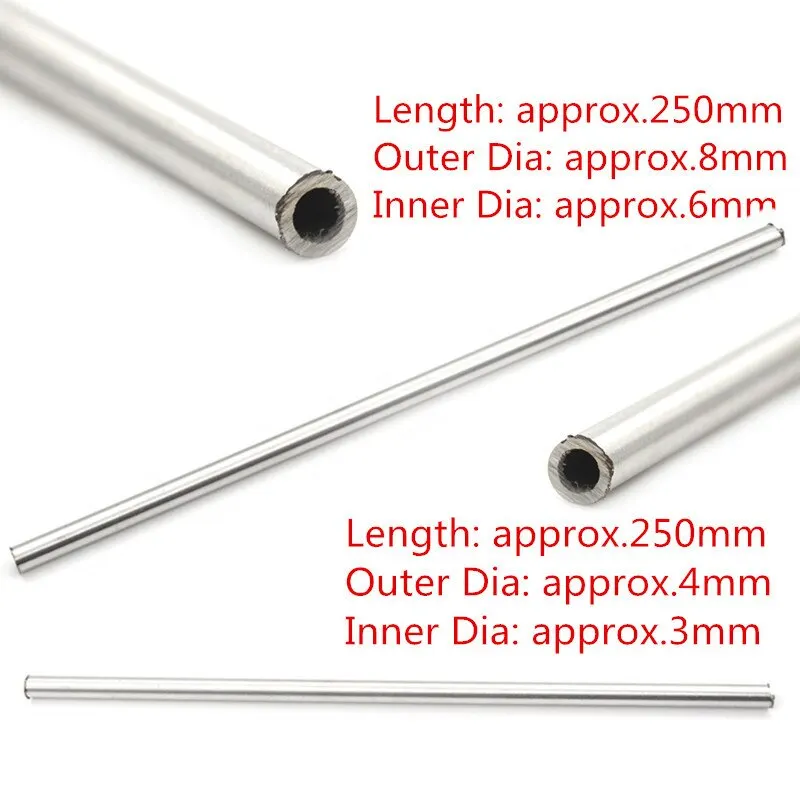 

1PC 250mm 304 Seamless Stainless Steel Capillary Tube OD 8mm ID 6mm/ OD 4mm ID 3mm Tool Parts