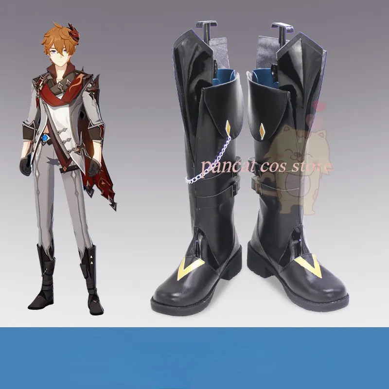 

Anime Genshin Impact Ajax Cosplay Shoes Comic Anime Game Cos Long Boots Cosplay Costume Prop Shoes for Con Halloween Party