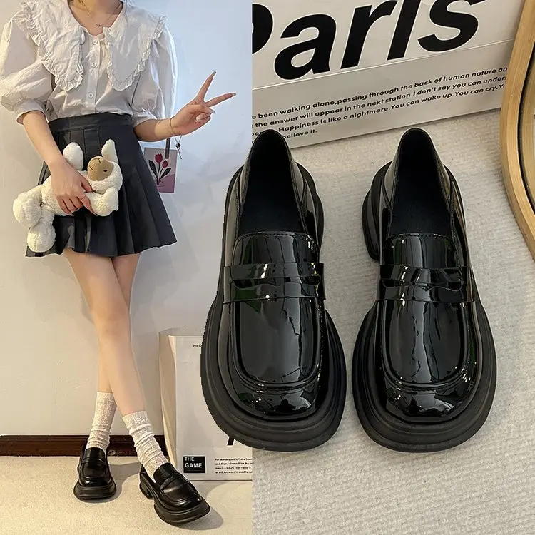 

Summer Shoes Ladies Round Toe Oxfords Women's Slip-on Shallow Mouth Autumn Loafers With Fur British Style Casual Female Sneakers