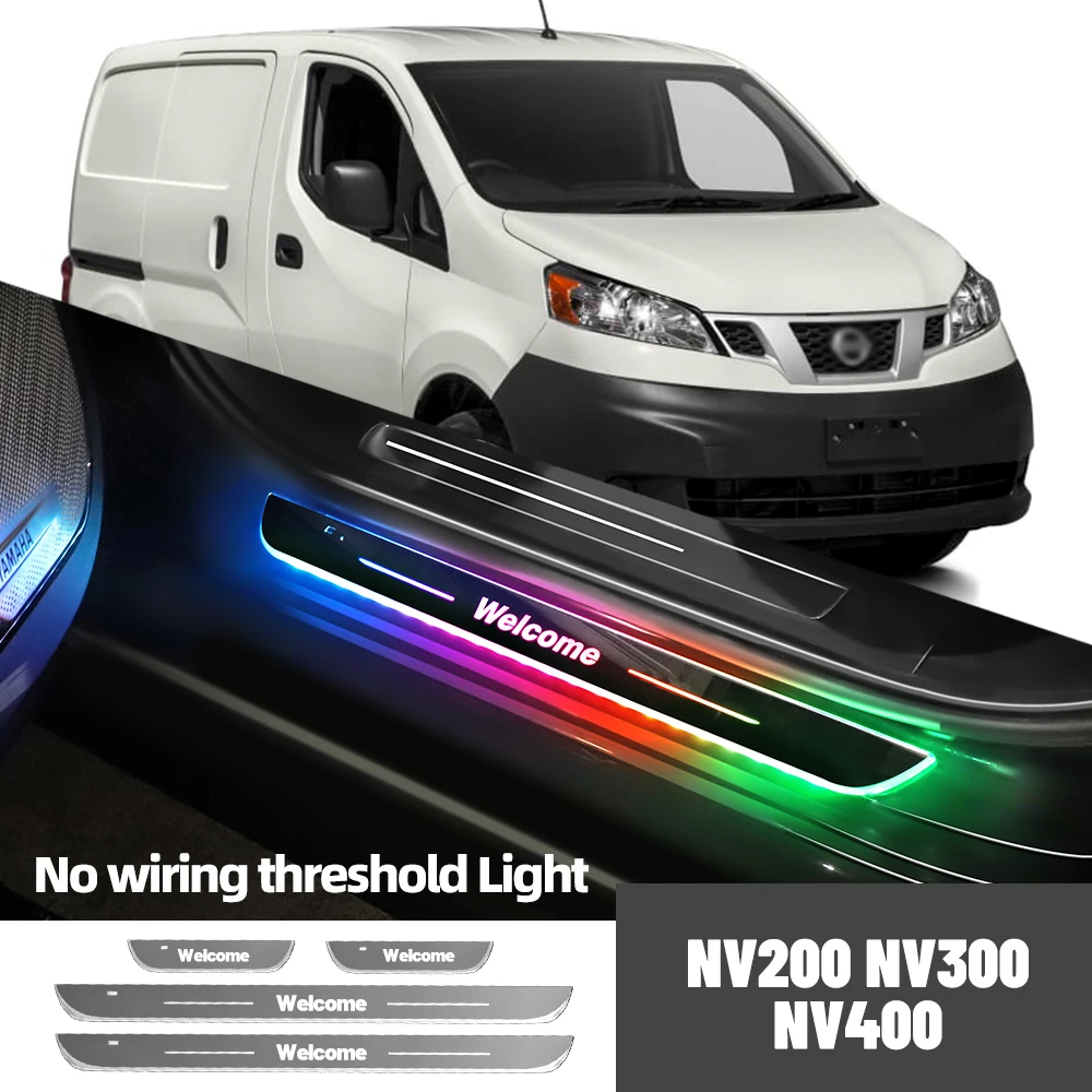 For Nissan NV200 Evalia NV300 V400 2009-2023 Car Door Sill Light Customized Logo LED Welcome Threshold Pedal Lamp Accessories