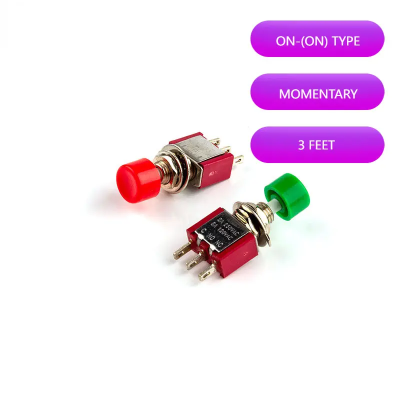 

5Pcs/lot 3Pin NO-NC 6mm Mini MomentaryPush Button Switch PS-102 ON-ON 2A 250VAC/5A 120VAC Toggle Switches