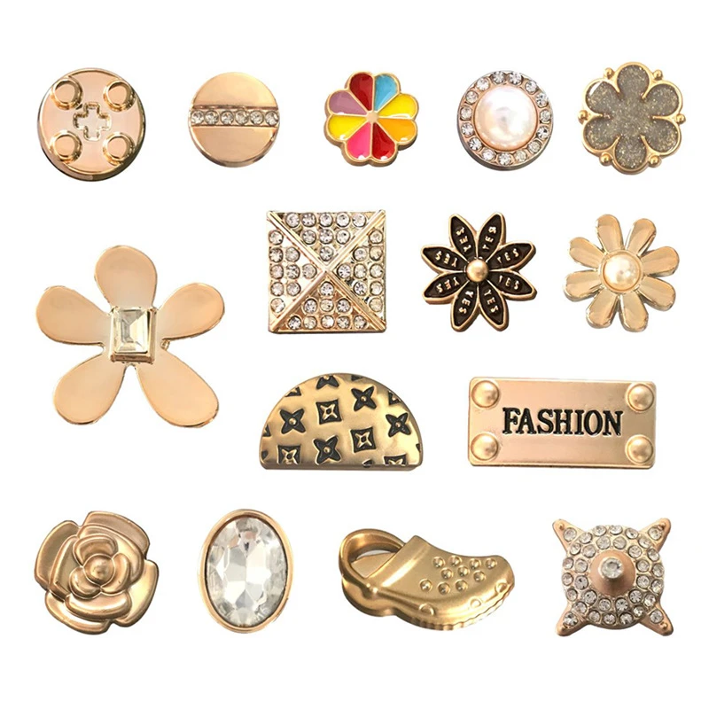 15 шт. Роскошные подвески для обуви с цветочным орнаментом кружева блестящее