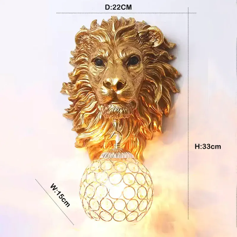 Настенные светильники из смолы в скандинавском стиле с изображением головы льва