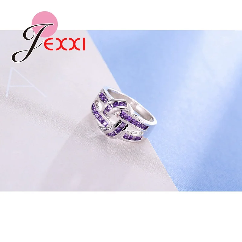 Геометрический дизайн модный крест фиолетовый кубический циркон обручальные