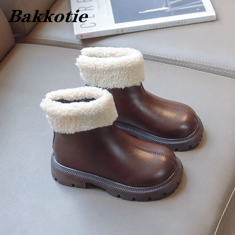 

Kids Boots 2022 Winter Grils Fashion Brand Chelsea Middle Calf Boots Children Shoes Water proof Warm Fur Toddler Flats Soft