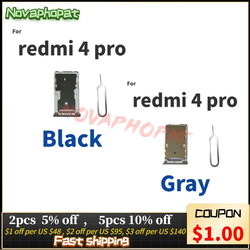 

Novaphopat For Xiaomi Redmi 4 Pro SIM Card Tray Holder Micro SD Slot Socket Adapter Replacement + Tracking