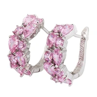 fashion lady stud earring classic pink stone earrings jewelry for women water drop shape earrings aretes de mujer modernos 2020