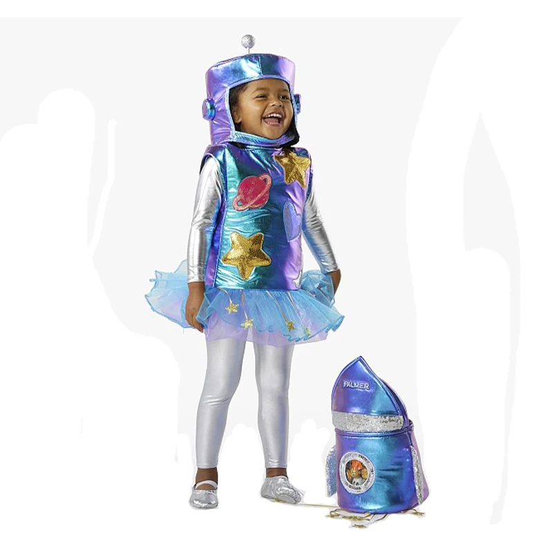 Маскарадный костюм робота для малышей косплей девочек детский синий астронавта