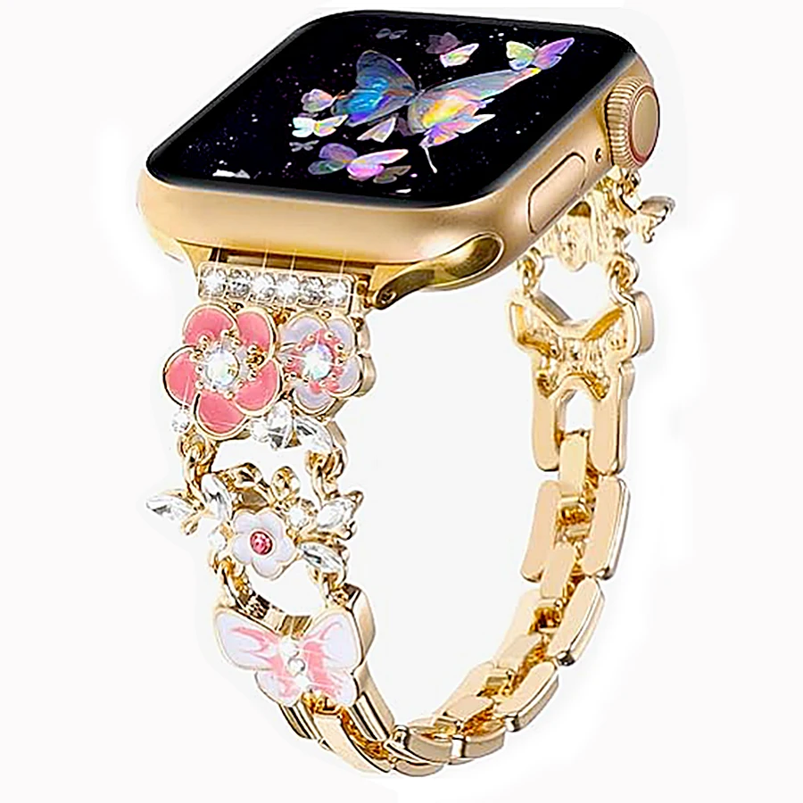 Цветной металлический ремешок для часов Apple Watch Series 9 8 SE 6 5 4 3 38 мм 40 42 мм44 41 45