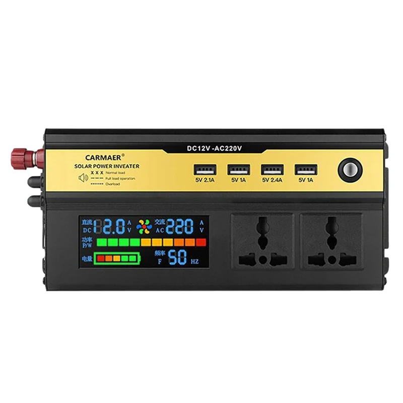 

1200W Car Power Inverter Modified Sine Wave LCD Display DC12V To AC220V 4USB Transformer Charging Converter