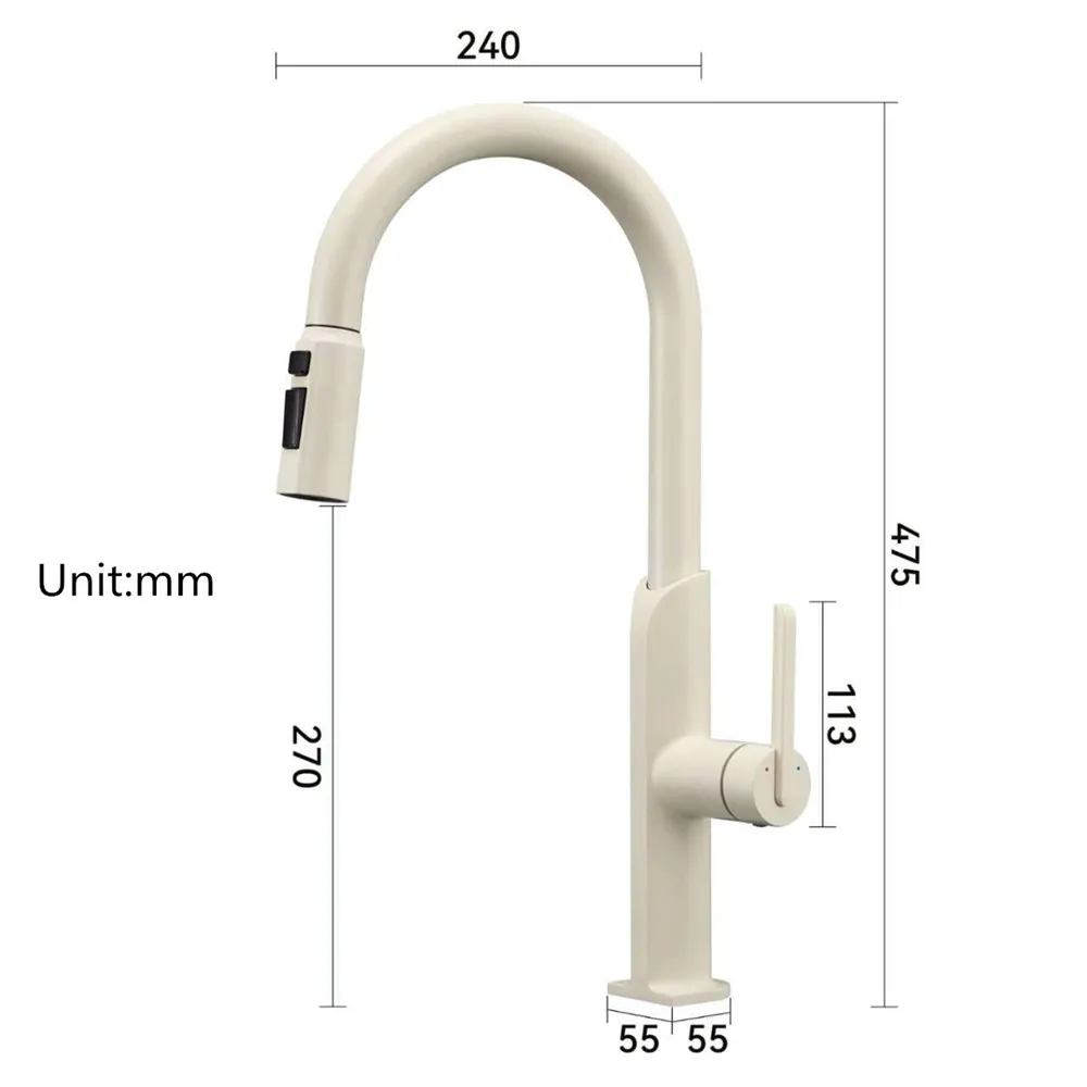 Выдвижной кухонный кран из матового золота смеситель для раковины SUS304 с