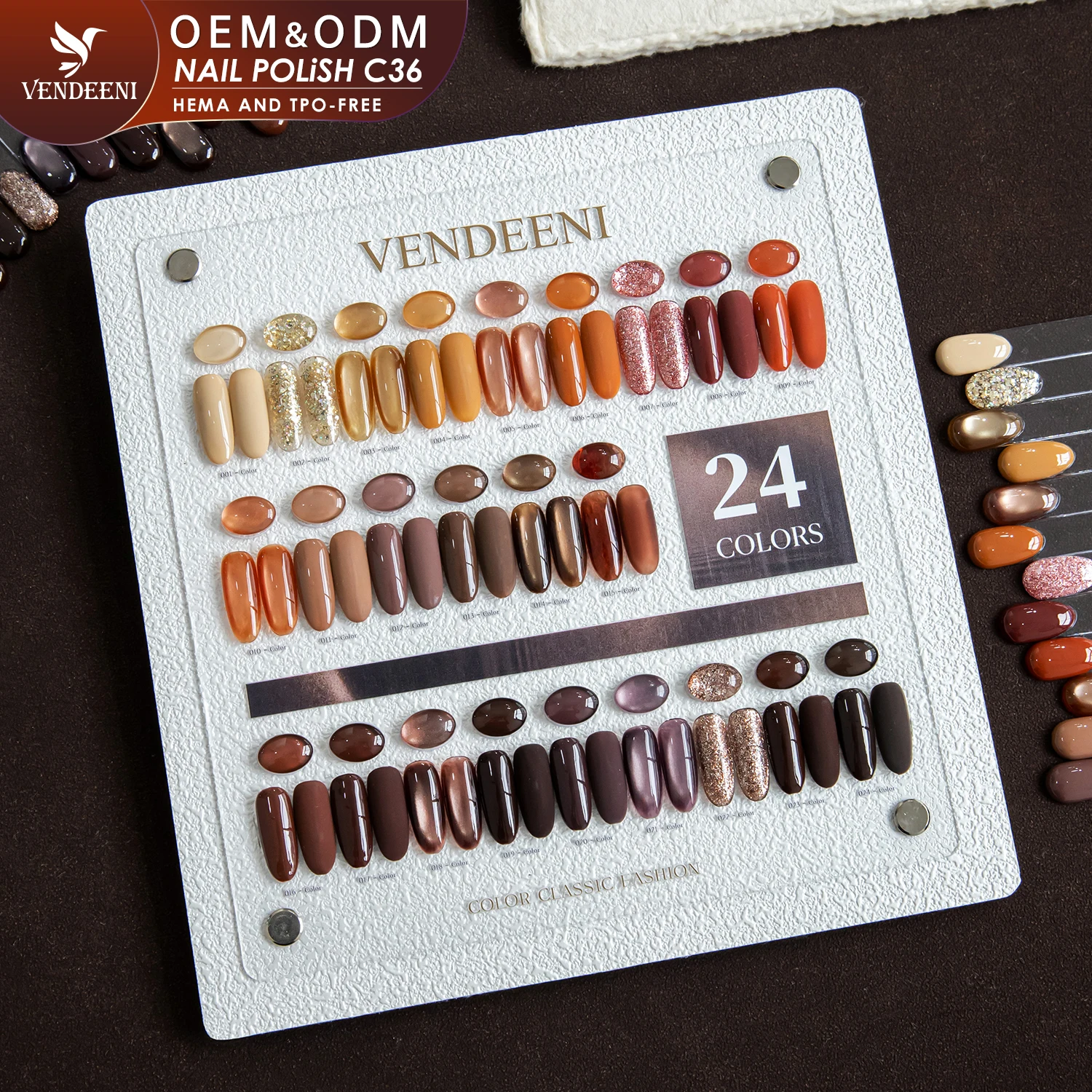 Фото Коллекция гель-лаков Vendeeni High Pigment 24 цвета Maillard, без TPO и HEMA, OEM, уникальный бренд, флакон, УФ-гель-лак №1
