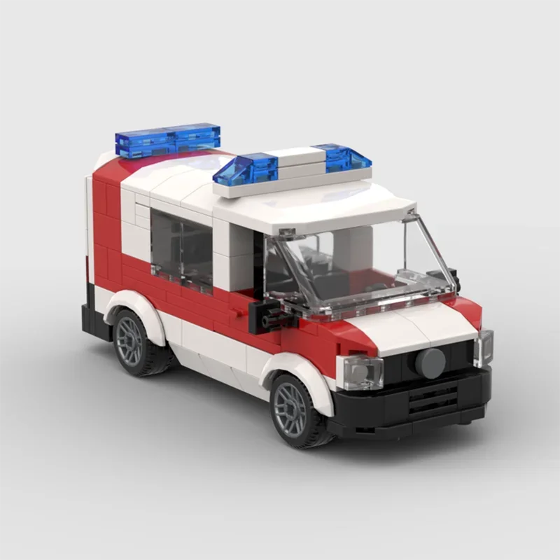 Фото Модульный конструктор Urban Car Model Moc: Модель автомобиля скорой помощи T6 KDO, технологичный набор для сборки, рождественский подарок, игрушка для самостоятельной сборки №2