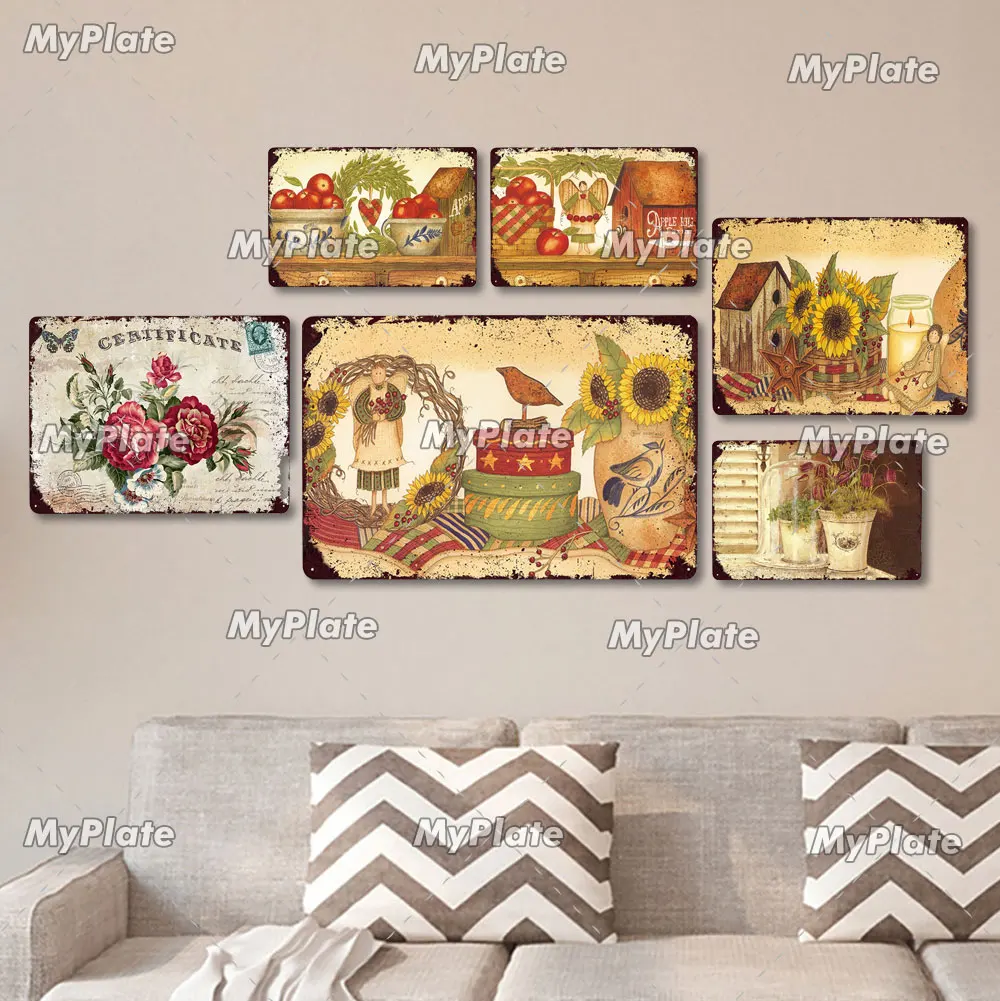 Металлический знак в виде цветка винтажный садовый декор газовый налет