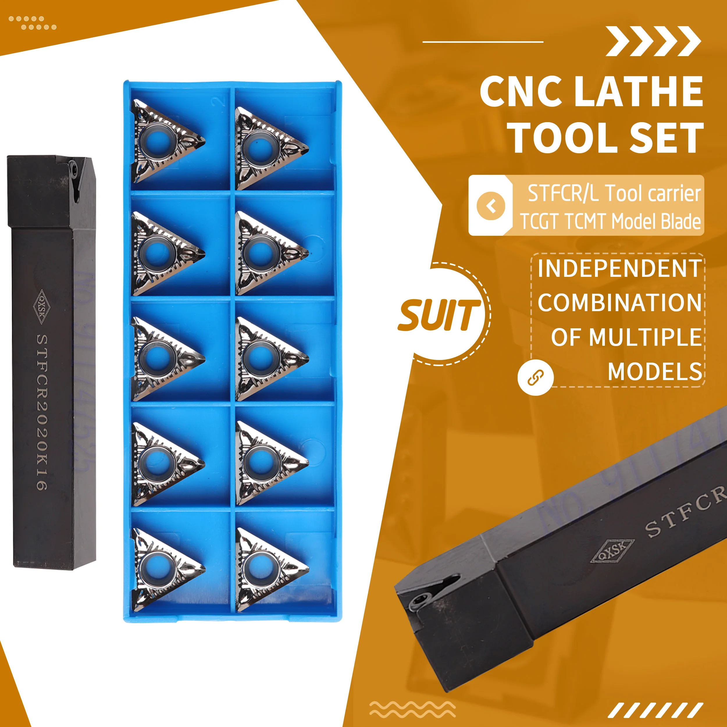 

STFCR1616H16 STFCR/STFCL 2020 2525 CNC Lathe Machine External Turning Tools Holder +10Pcs TCMT16T3 Carbide Insert Robust Durable