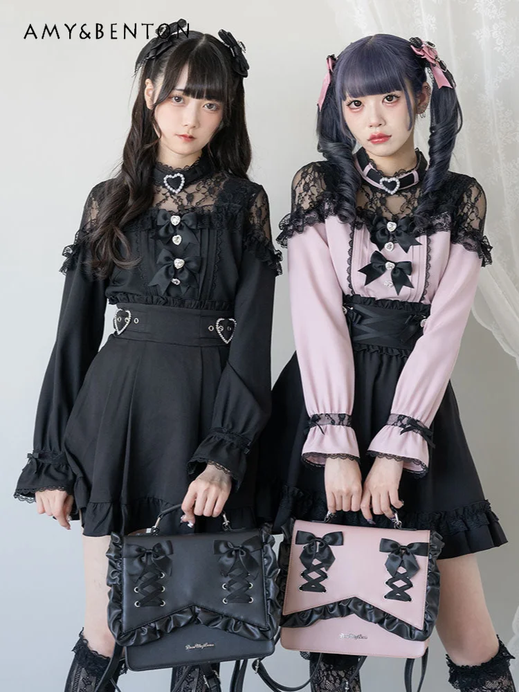 Милая японская рубашка в стиле &quotЛолита&quot с открытыми плечами и длинными